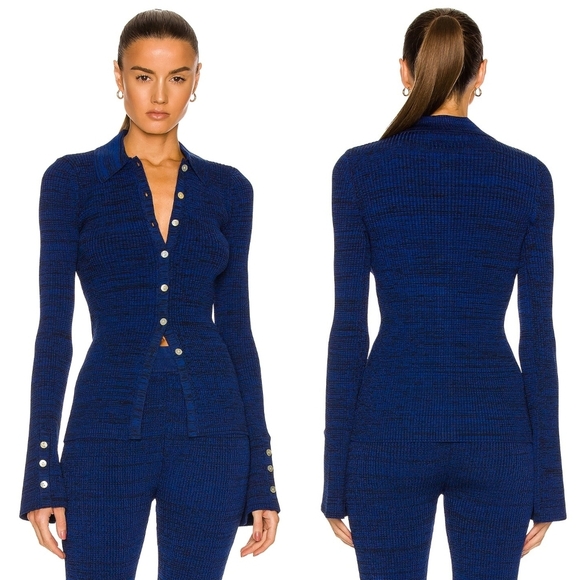 Le Ore Rimini Collared Cardigan Blue - Picture 2 of 7